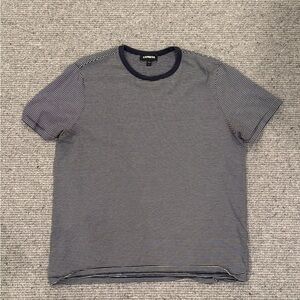 Express Men's T-Shirt Shirt Tee Blue White Sripe Medium